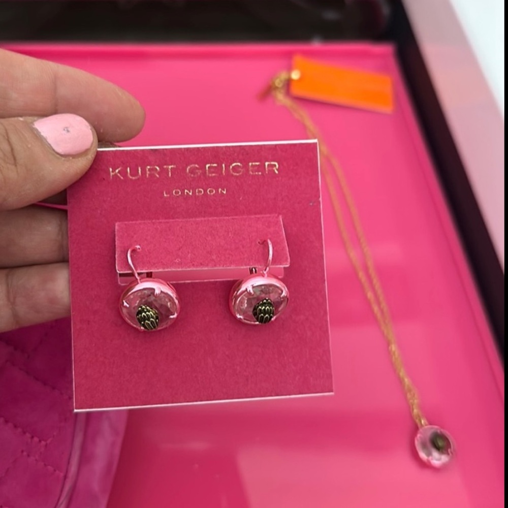 Kurt Geiger preloved pink bundle earrings and necklace. OS